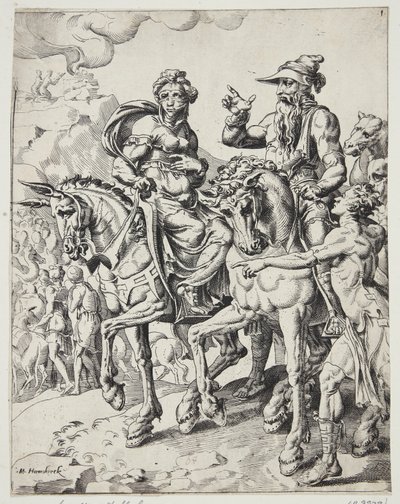 Abraham and Sarah entering Egypt by Dirck Volckertsz. Coornhert