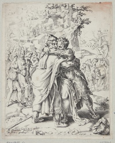 Joseph Embracing His Father by Dirck Volckertsz. Coornhert