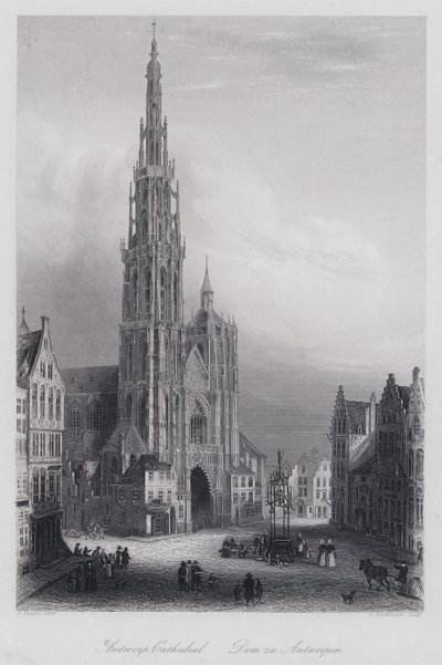 Antwerp Cathedral by Domenico (after) Quaglio