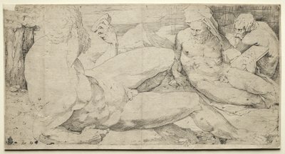 Three Male Nudes, second quarter 1500s by Domenico Beccafumi