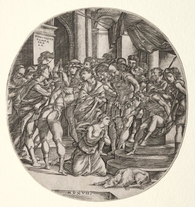 Beheading of Saint Catherine by Domenico Campagnola
