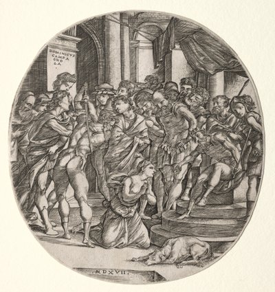Beheading of Saint Catherine by Domenico Campagnola