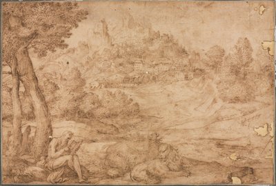 Saint Jerome in a Landscape by Domenico Campagnola