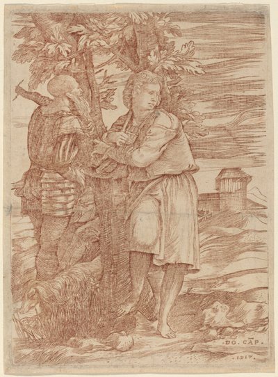 The Shepherd and the Old Warrior by Domenico Campagnola
