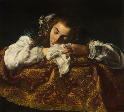 Sleeping Girl by Domenico Fetti or Feti