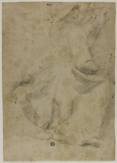 Seated Woman in Profile to Right by Domenico Fiasella