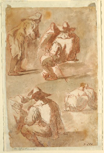 Figural Studies by Domenico Gargiulo, called Micco Spadaro