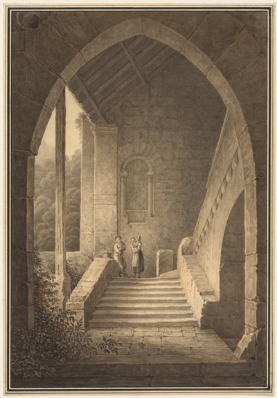 Outer Staircase of a Gothic Ruin by Domenico Quaglio