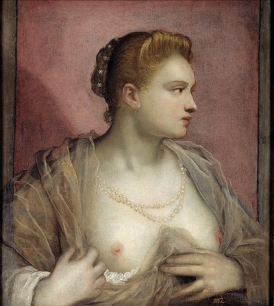 Lady Baring Her Breast by Domenico Robusti Tintoretto