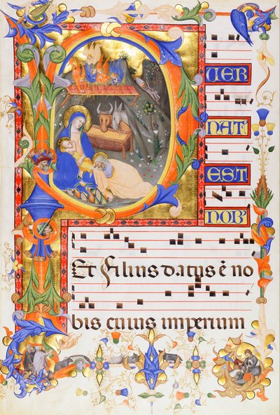 Nativity, in an Initial P by Don Silvestro dei Gherarducci