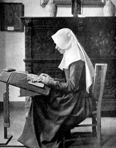 Nun making lace, Bruges, Belgium by Donald McLeish
