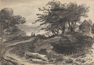 Landscape with Trees and Two Figures by Dr. Thomas Monro