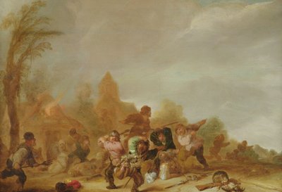 Brawl between Soldiers and Peasants by Dutch School