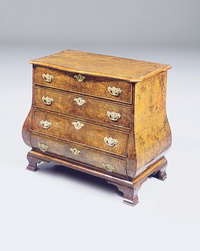 Dutch Walnut Bombe Chest by Dutch School