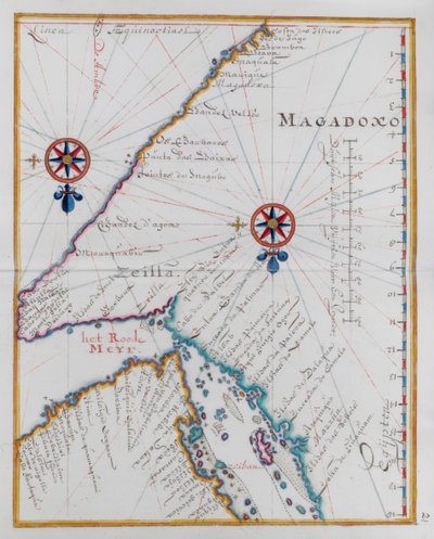Map of Magadoxo, Zanzibar by Dutch School