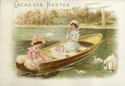 Women in rowing boat, drinking chocolate by Dutch School