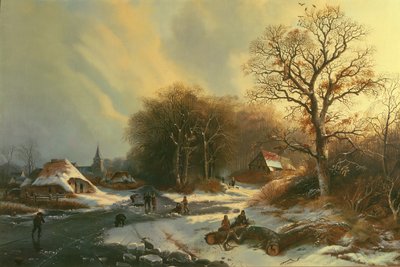 Figures on a Frozen River by Dutch School Dutch School