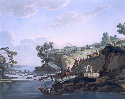 Horses Crossing a River by E. Karnejeff