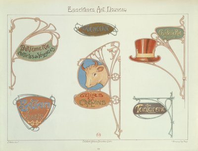 Art Nouveau Shop Signs by E. Mulier