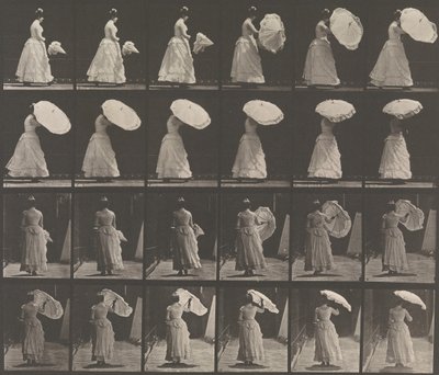 Woman Opening Parasol by Eadweard Muybridge