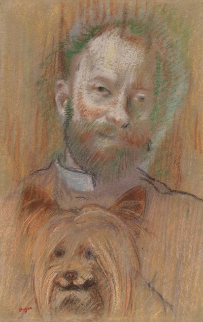 Ludovic Lepic Holding His Dog, 1889 by Edgar Degas