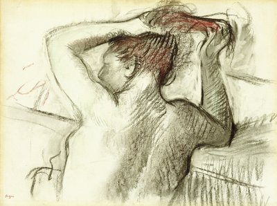 Naked Woman Styling Her Hair by Edgar Degas