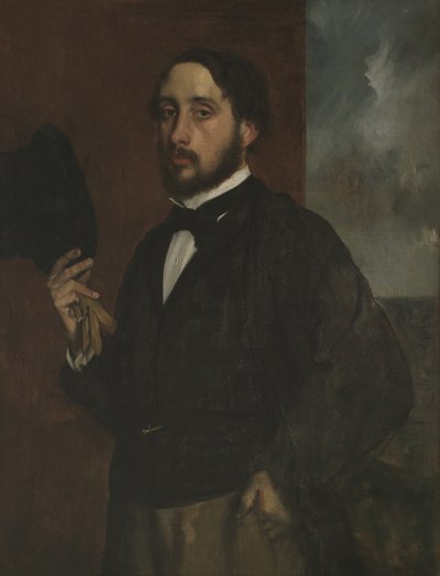 Self-portrait with Raised Hat by Edgar Degas