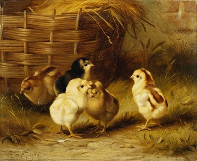 Chicks by a Basket by Edgar Hunt