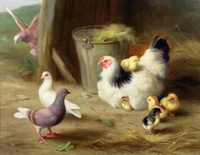 Farmyard Scene by Edgar Hunt