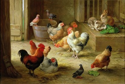 Farmyard scene by Edgar Hunt