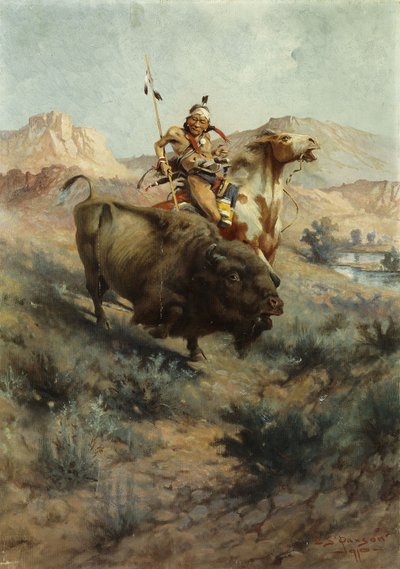 Indian and Buffalo by Edgar Samuel Paxson