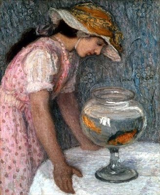 Young Girl with a Goldfish by Edmond François Aman Jean