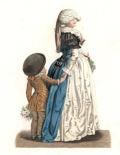 Young French woman with a little boy by Edmond Lechevallier Chevignard