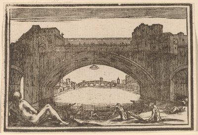 Ponte Vecchio, Florence by Edouard Eckman after Jacques Callot