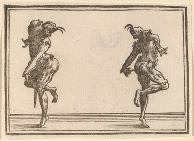 Two Pantaloons Dancing by Edouard Eckman after Jacques Callot