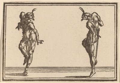 Two Pantaloons Dancing by Edouard Eckman after Jacques Callot