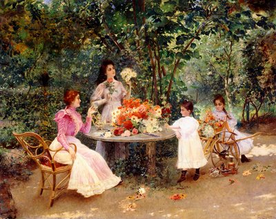 Teatime in the Garden by Edouard Frederic Wilhelm Richter