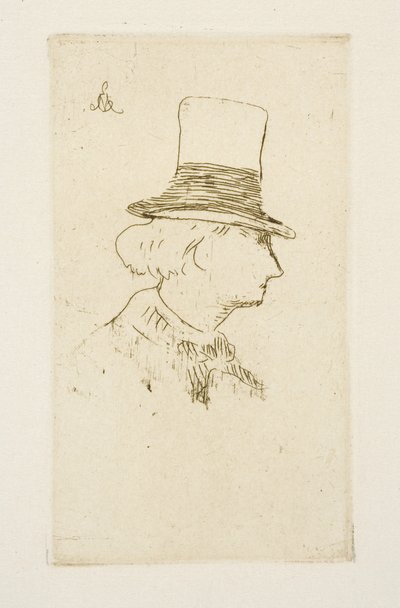 Baudelaire in profile wearing a hat by Édouard Manet