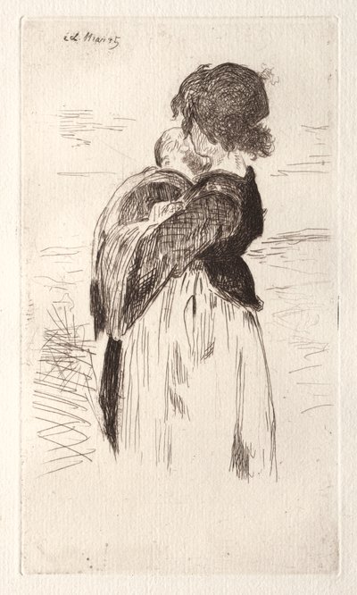 The Little Girl Holding a Baby by Édouard Manet