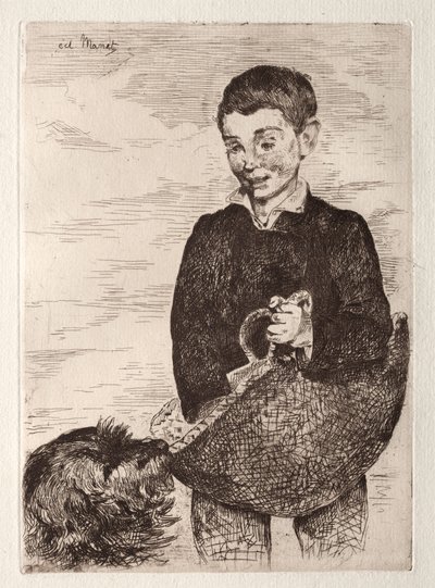 The Boy with the Dog, with the Basket by Édouard Manet