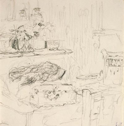 Interior with Square Table by Edouard Vuillard