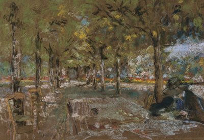 Reading beneath the trees at Amfreville by Edouard Vuillard