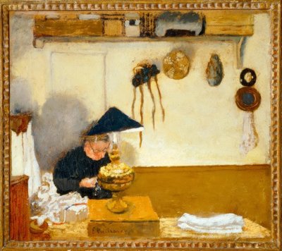 Madame Vuillard Sewing by Edouard Vuillard