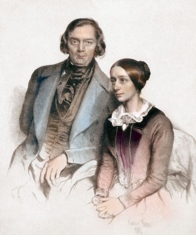 Robert and Clara Schumann by Eduard (after) Kaiser