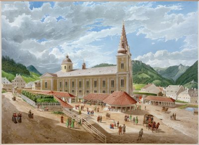 The Basilica of Mariazell from the Church Square by Eduard Gurk