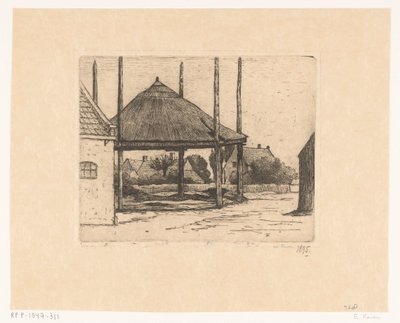 Farmyard with Empty Hay Barn by Eduard Karsen (signed by artist)