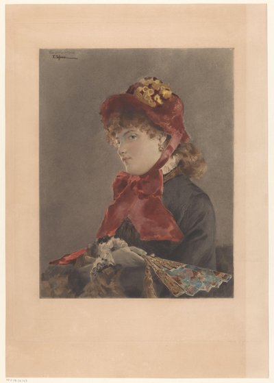 Young Woman with Fan by Eduardo Tofano