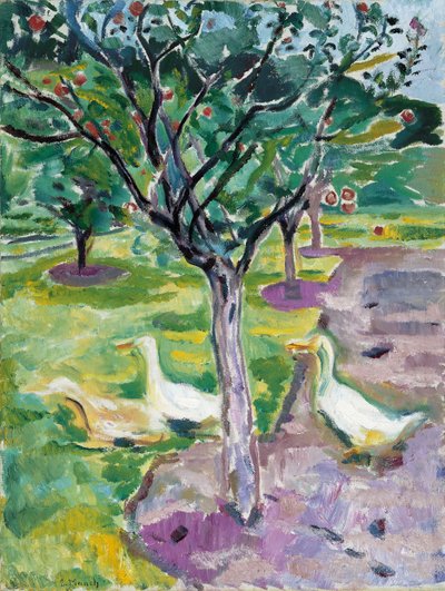 Geese in an Orchard by Edvard Munch