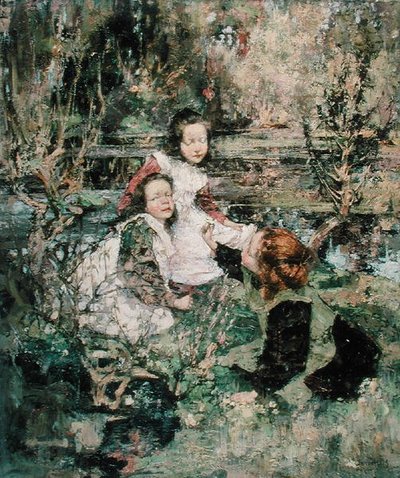 Gathering Primroses by Edward Atkinson Hornel