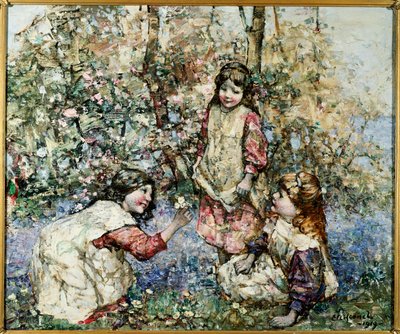 Gathering Primroses by Edward Atkinson Hornel